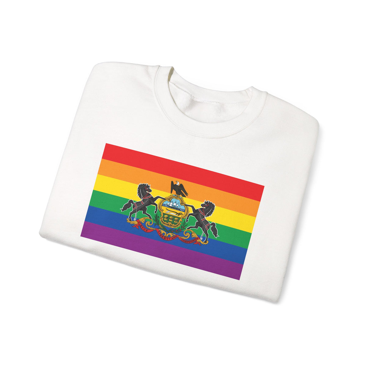 Pennsylvania Rainbow Pride Flag Unisex Crewneck Sweatshirt, White, Black or Light Pink