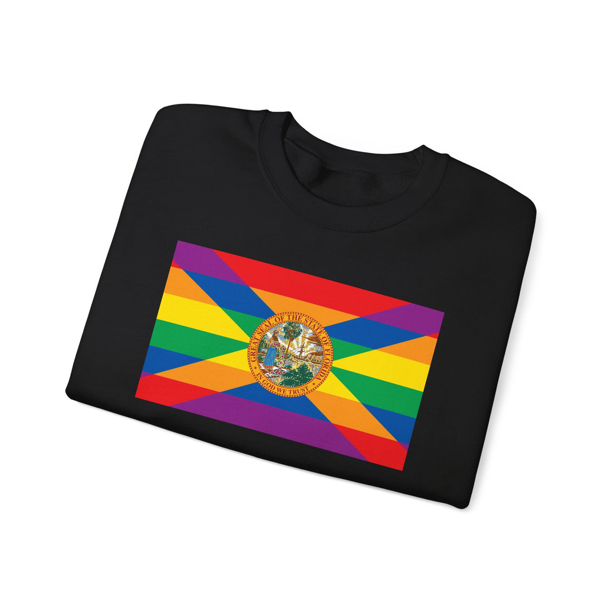 Florida Rainbow Pride Flag Unisex Crewneck Sweatshirt, White, Black or Light Pink