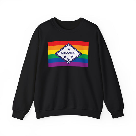 Arkansas Rainbow Pride Flag Unisex Crewneck Sweatshirt, White, Black or Light Pink