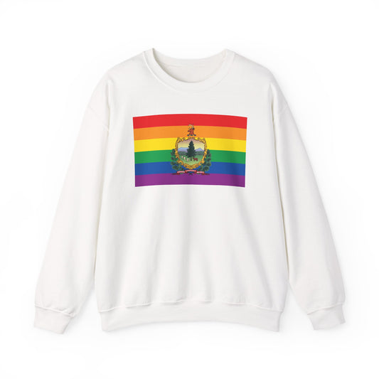 Vermont Rainbow Pride Flag Unisex Crewneck Sweatshirt, White, Black or Light Pink