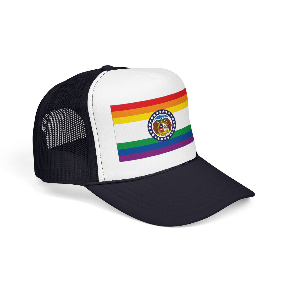 Missouri Rainbow Pride Flag "UNITED" Printed Foam Trucker Hat, Several Color Options