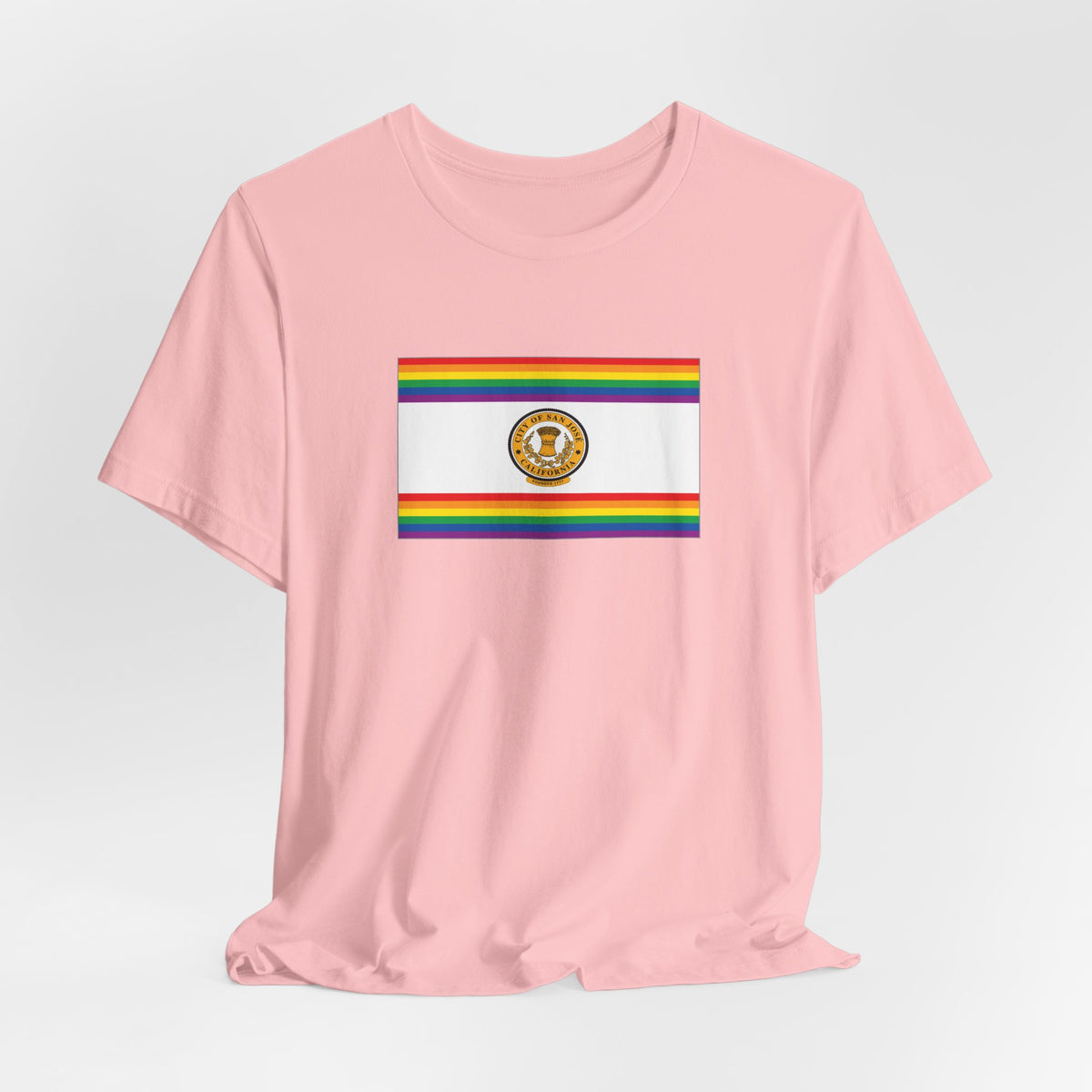 San Jose, California Rainbow Pride Flag T-shirt, Several Color Options