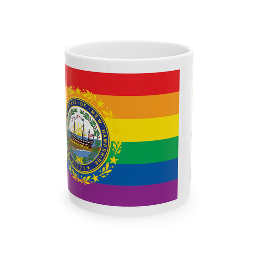 New Hampshire Rainbow Pride Flag "UNITED" Ceramic Mug