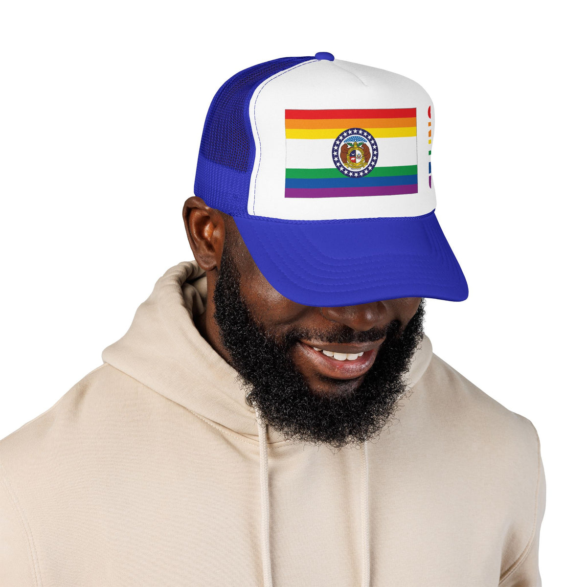 Missouri Rainbow Pride Flag "UNITED" Printed Foam Trucker Hat, Several Color Options