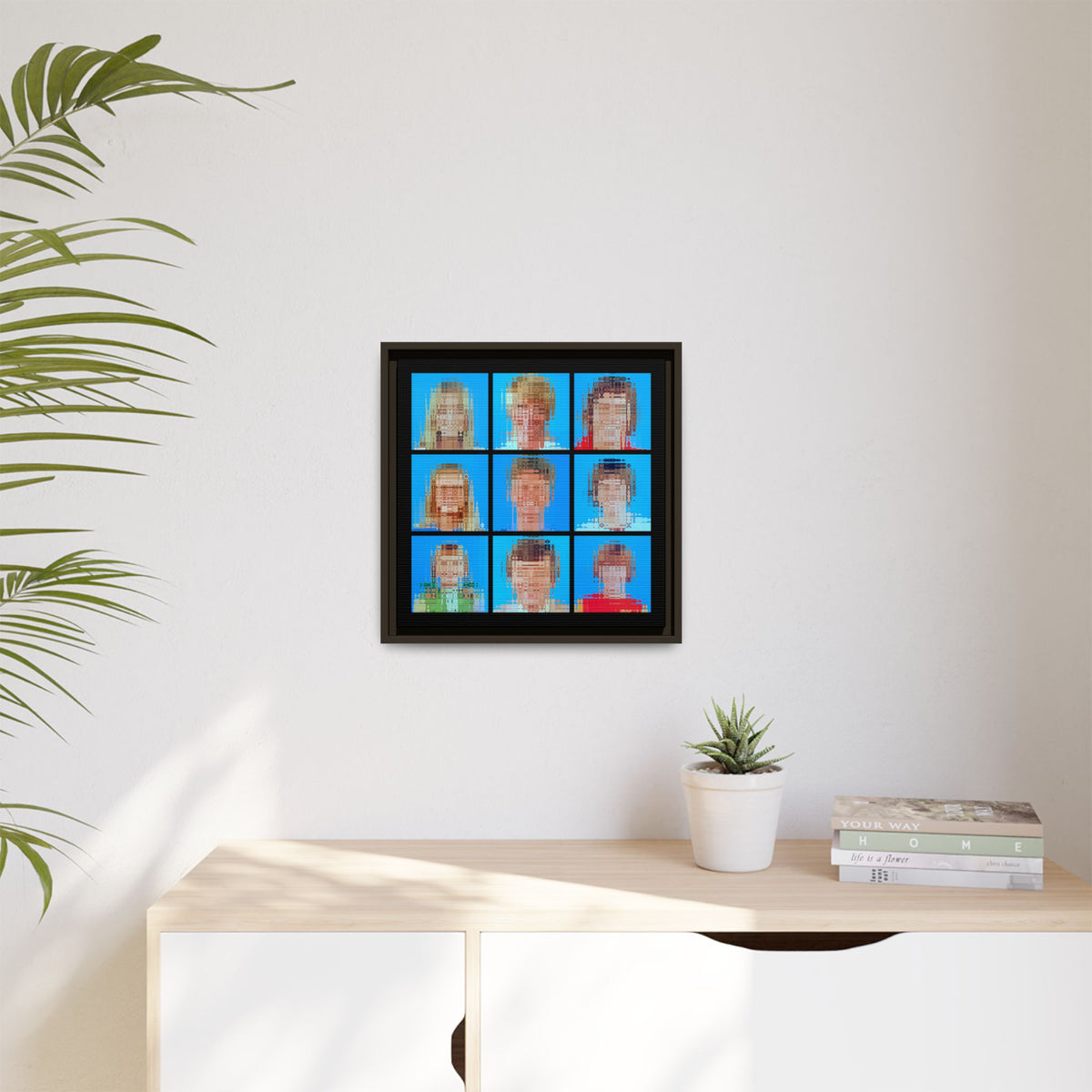 America's Iconic Mid-Century TV Family, Abstract Portrait Collage Art, Matte Canvas, Framed (Multi-color options)