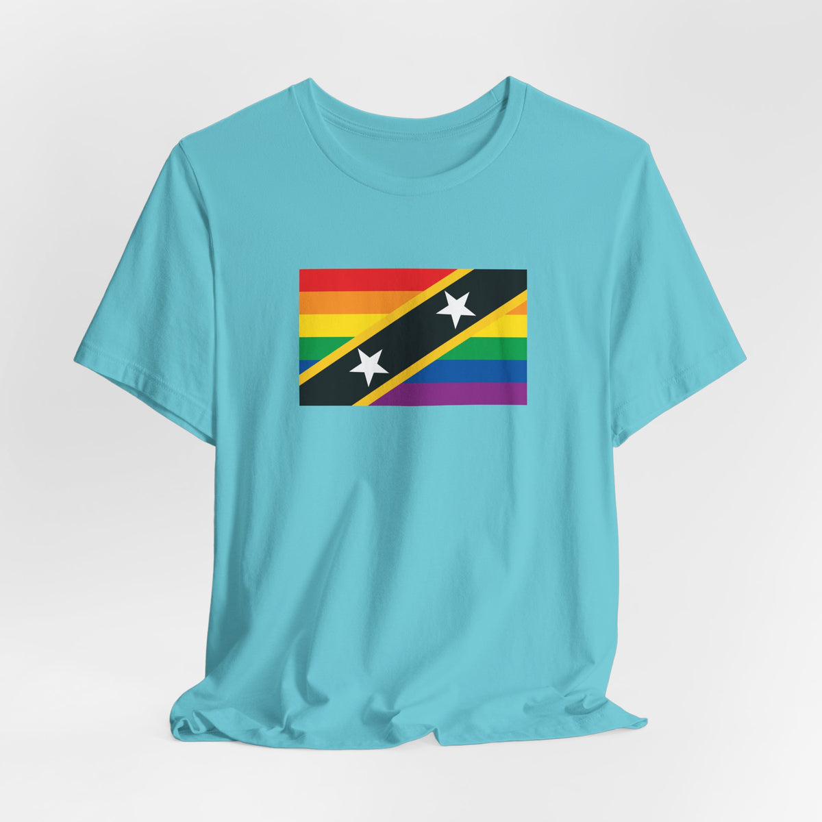 Saint Kitts and Nevis Rainbow Pride Flag T-shirt, Several Color Options