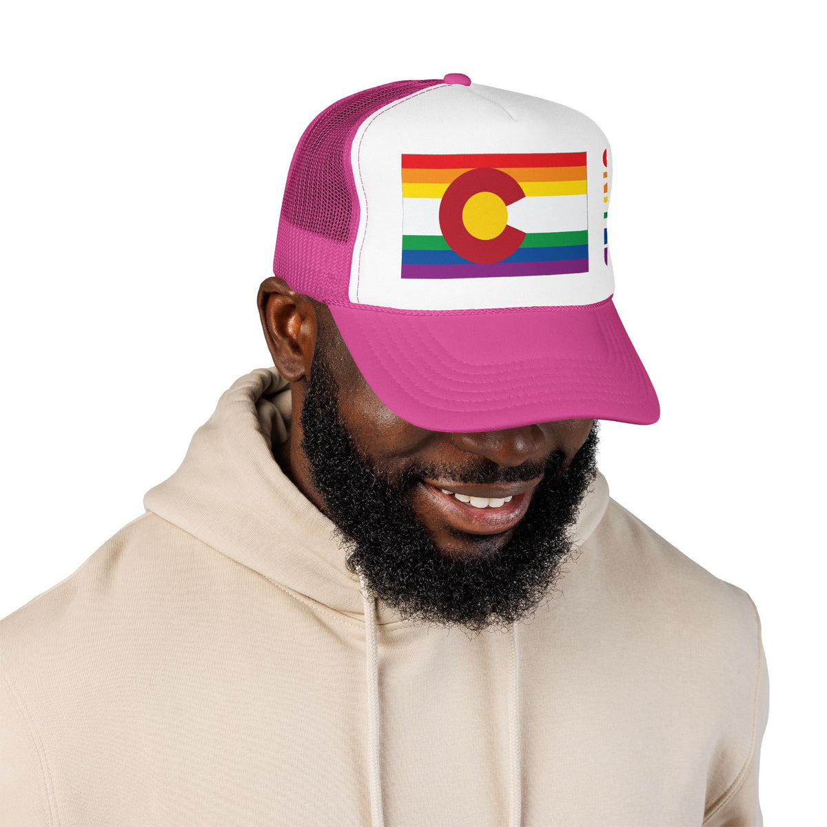 Colorado Rainbow Pride Flag "UNITED" Printed Foam Trucker Hat, Several Color Options