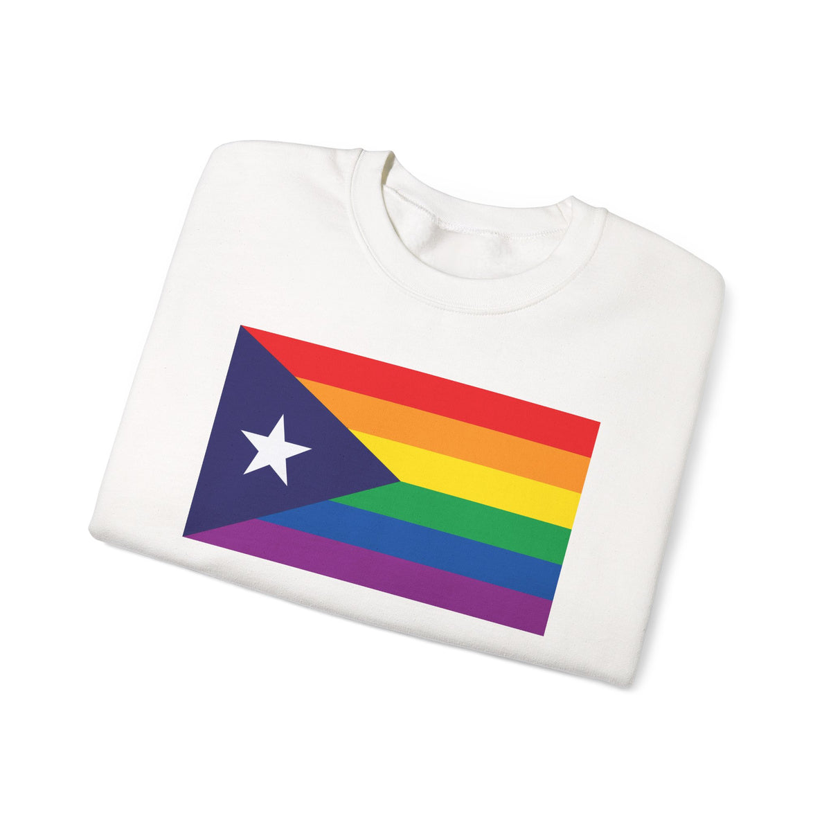 Puerto Rico Rainbow Pride Flag Unisex Crewneck Sweatshirt, White, Black or Light Pink