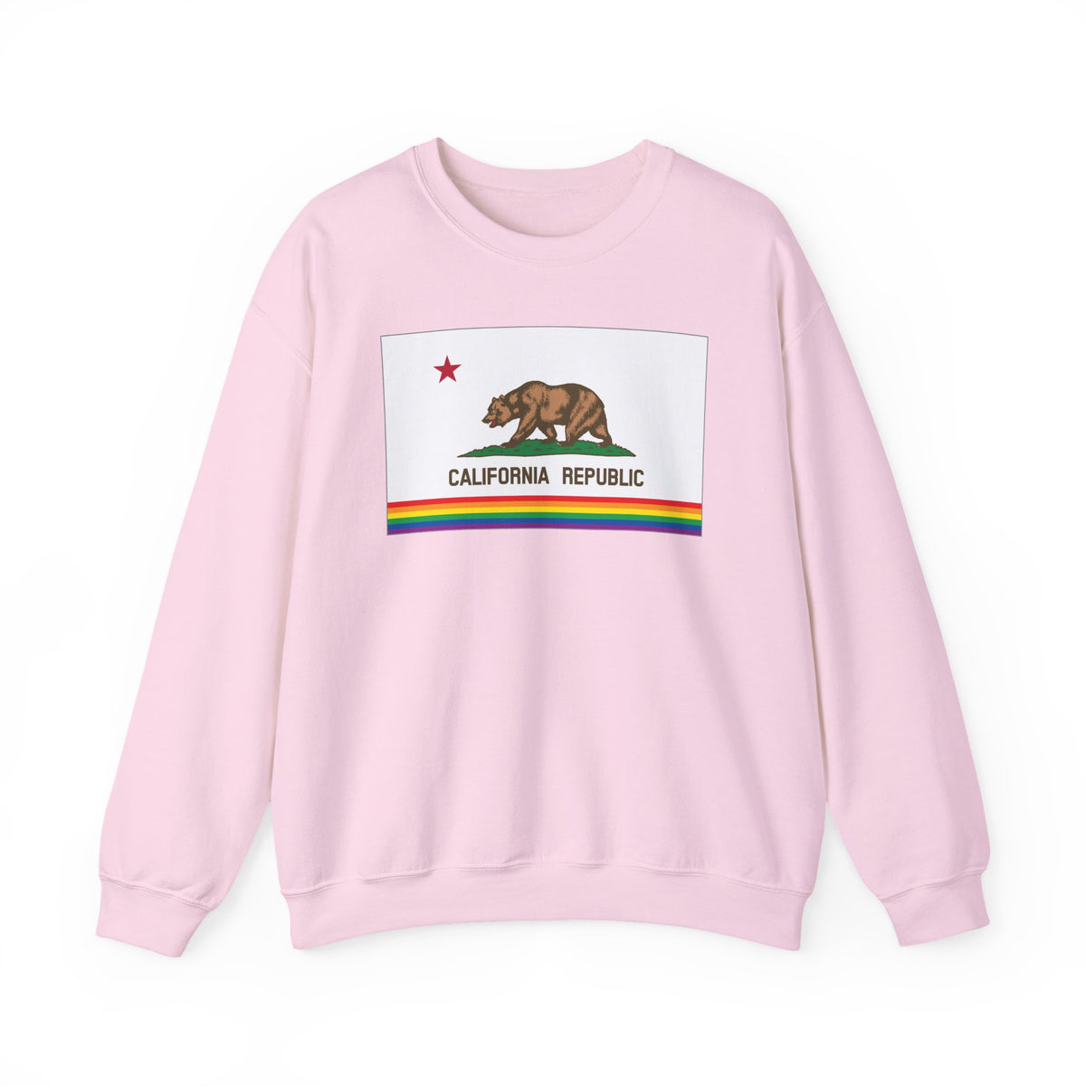 California Rainbow Pride Flag Unisex Crewneck Sweatshirt, White, Black or Light Pink