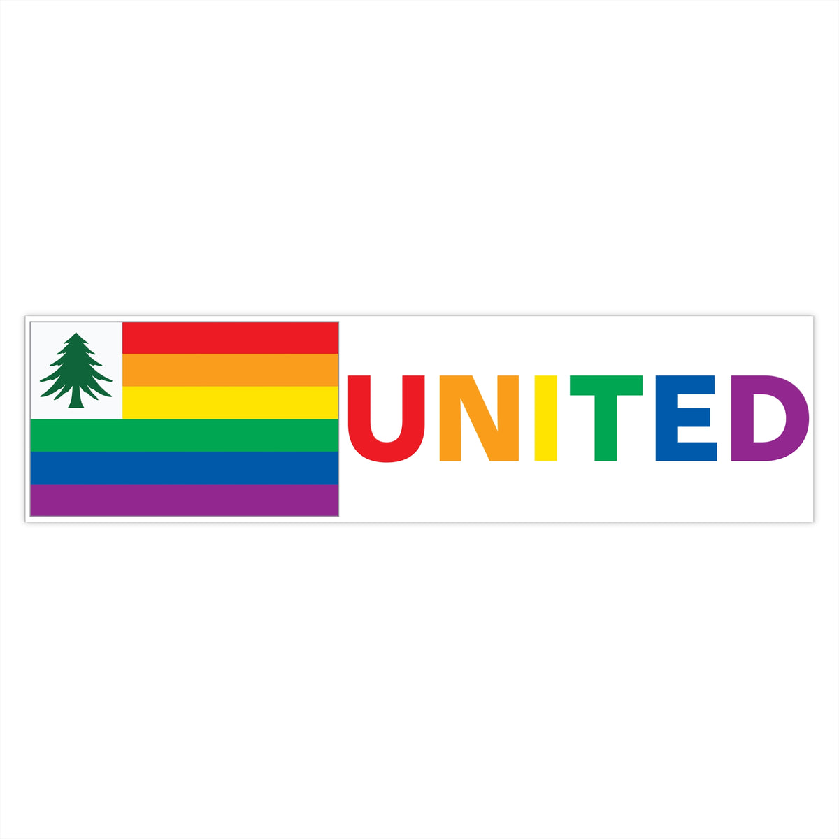 New England Rainbow Pride Flag "UNITED" Bumper Sticker