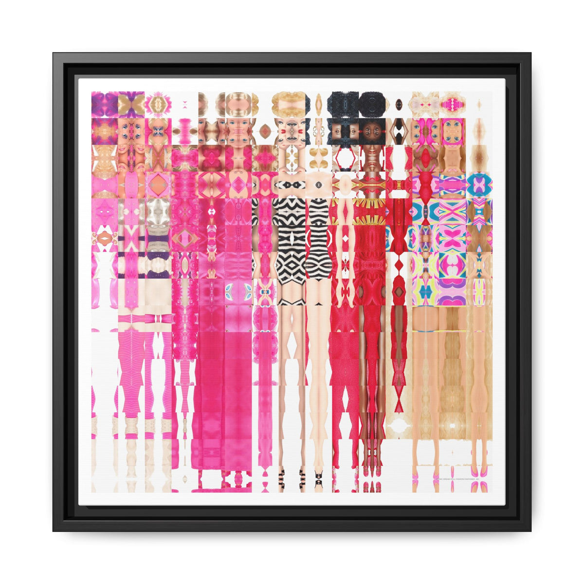 Iconic Dream Doll Fashion Fantasies Abstract Portrait Collage Art, Matte Canvas, Framed (Multi-color options)