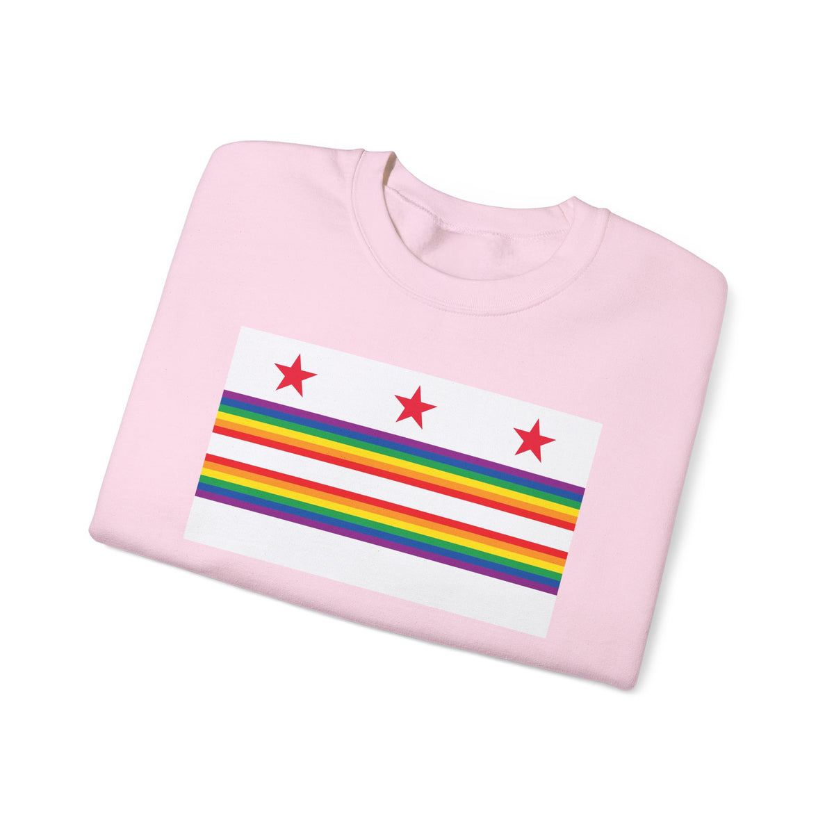 Washington, D.C. Rainbow Pride Flag Unisex Crewneck Sweatshirt, White, Black or Light Pink