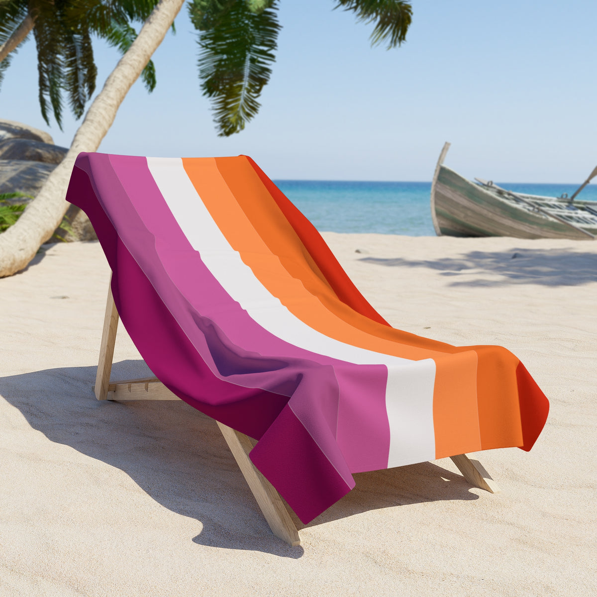 Lesbian Pride Flag Beach Towel - horizontal stripe deco