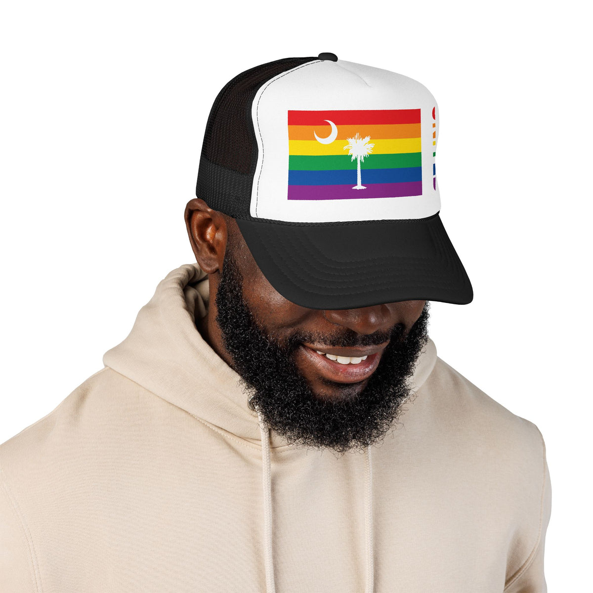 South Carolina Rainbow Pride Flag "UNITED" Printed Foam Trucker Hat, Several Color Options