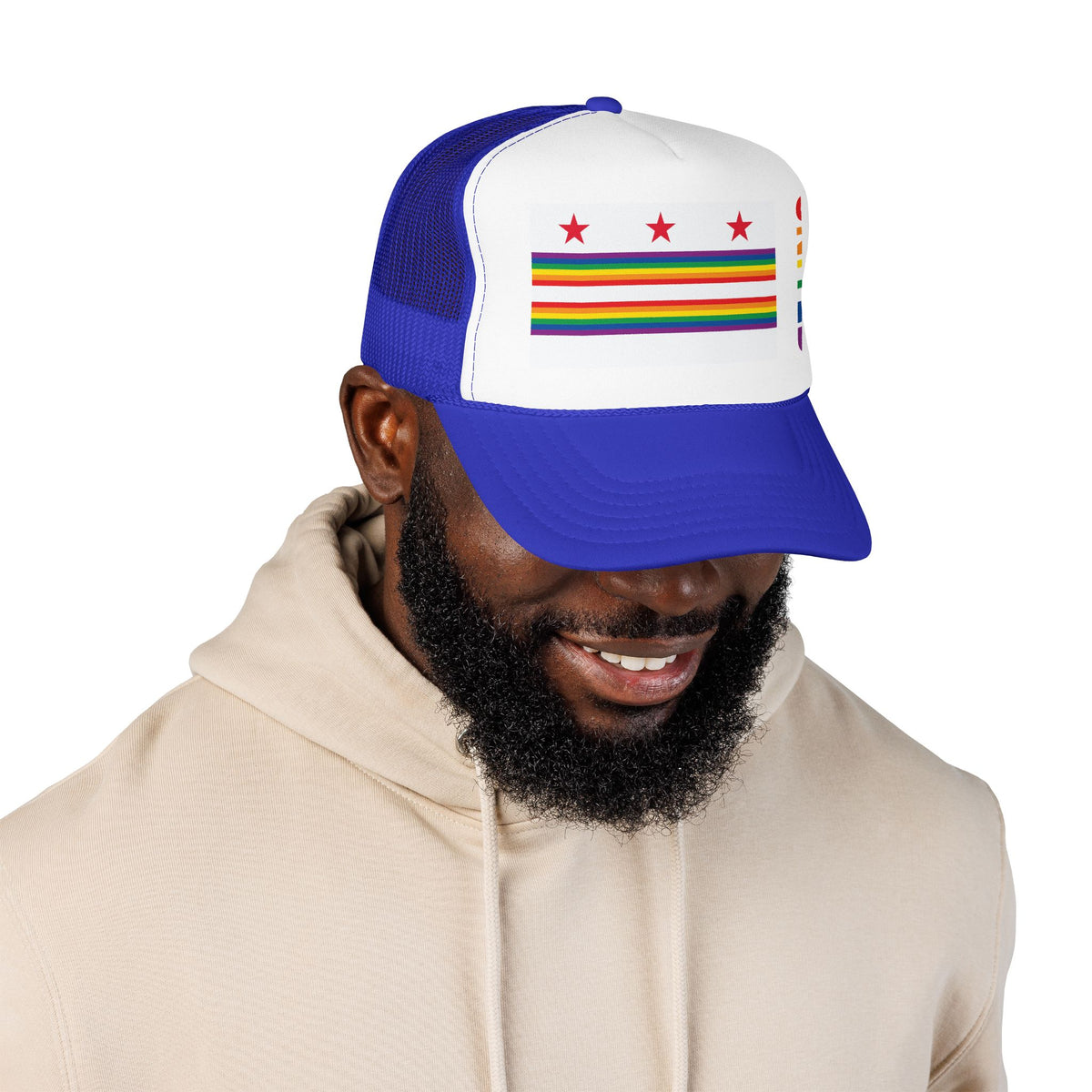 Washington, D.C. Rainbow Pride Flag "UNITED" Printed Foam Trucker Hat, Several Color Options