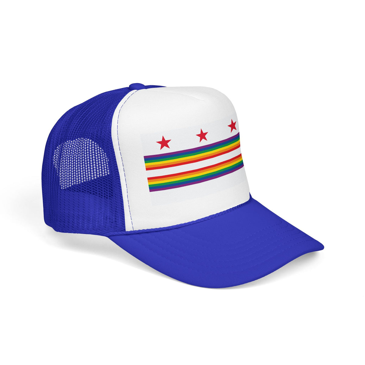 Washington, D.C. Rainbow Pride Flag "UNITED" Printed Foam Trucker Hat, Several Color Options