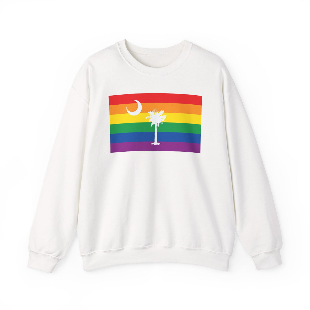 South Carolina Rainbow Pride Flag Unisex Crewneck Sweatshirt, White, Black or Light Pink