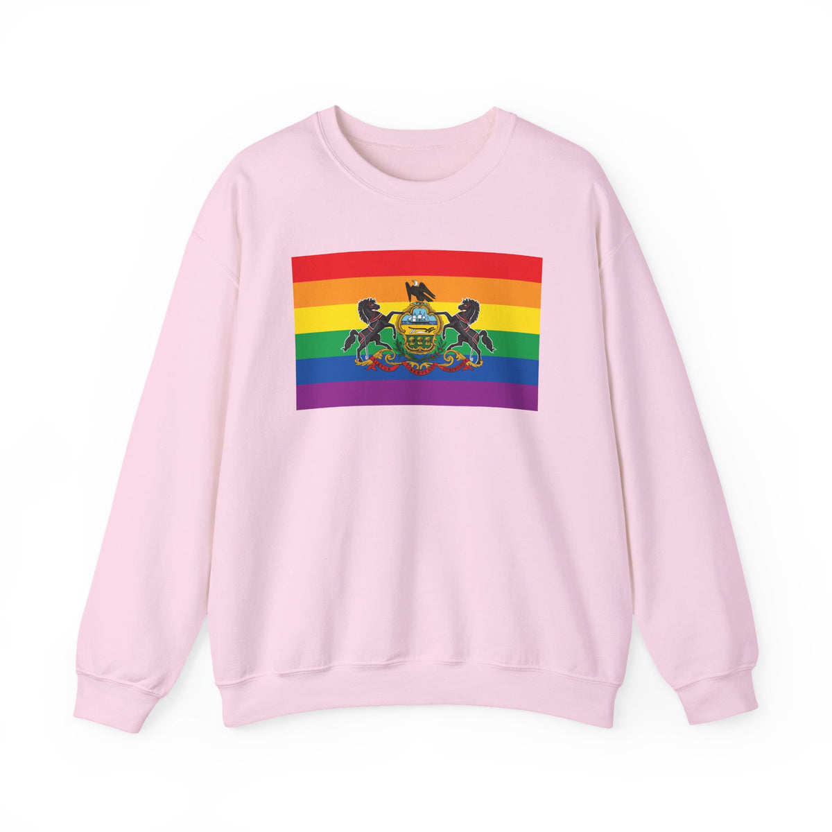 Pennsylvania Rainbow Pride Flag Unisex Crewneck Sweatshirt, White, Black or Light Pink
