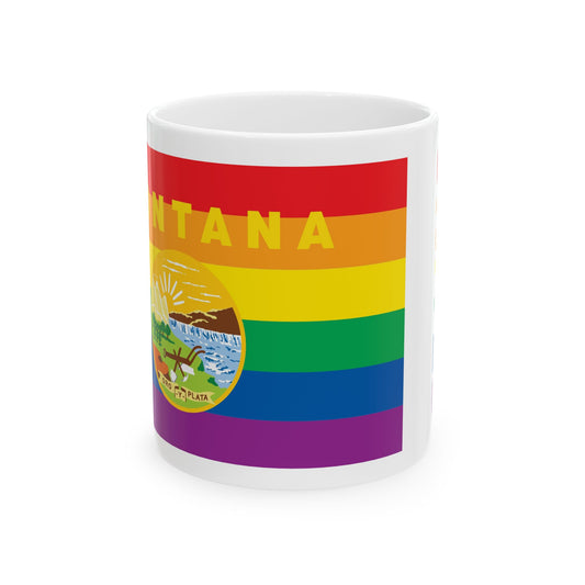 Montana Rainbow Pride Flag "UNITED" Ceramic Mug