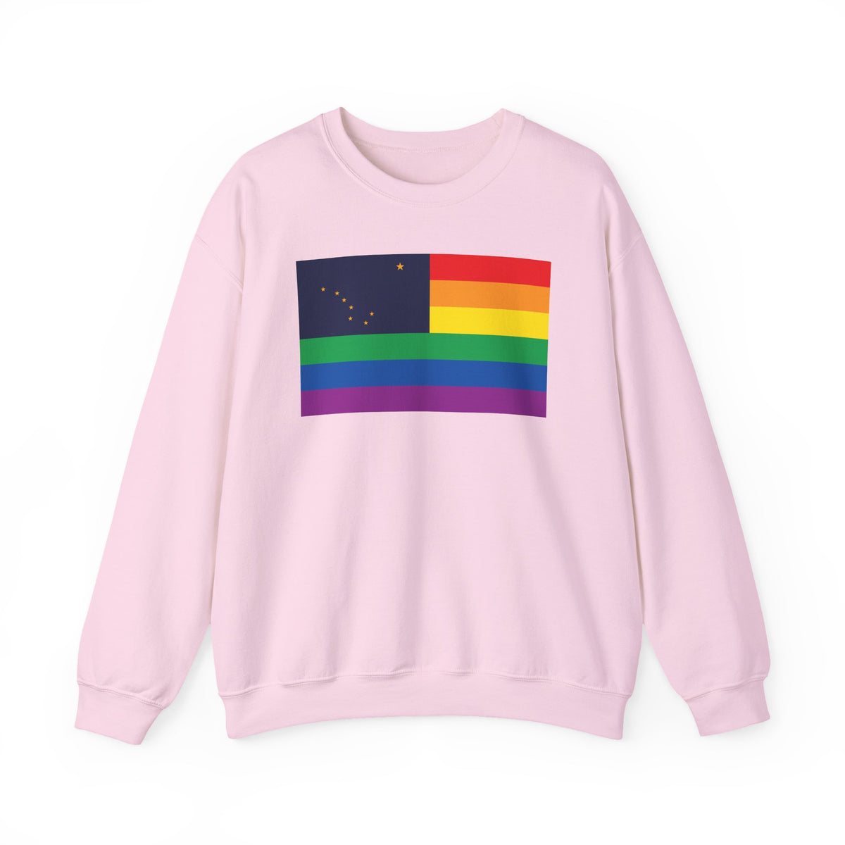Alaska Rainbow Pride Flag Unisex Crewneck Sweatshirt, White, Black or Light Pink