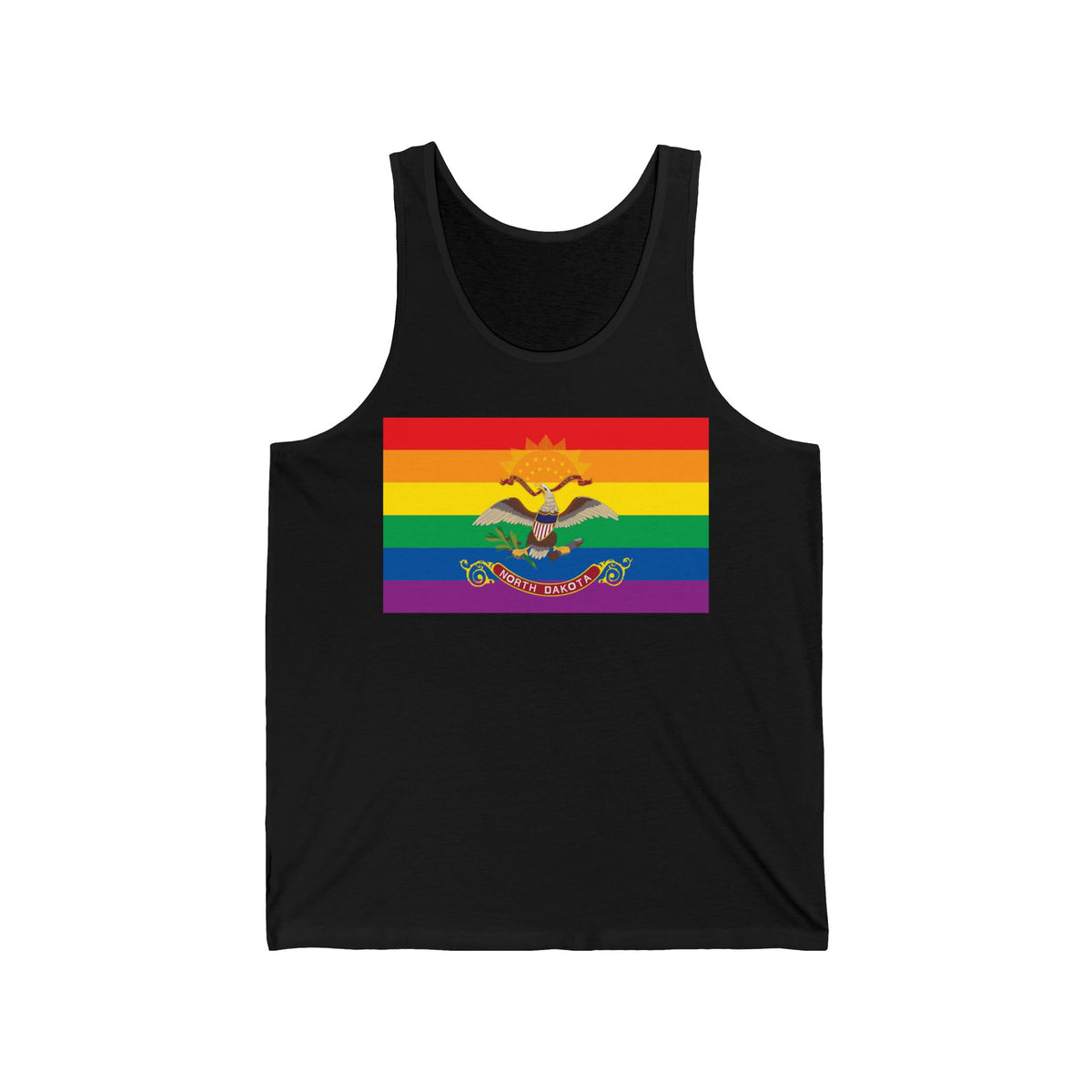 North Dakota Rainbow Pride Flag Jersey Tank