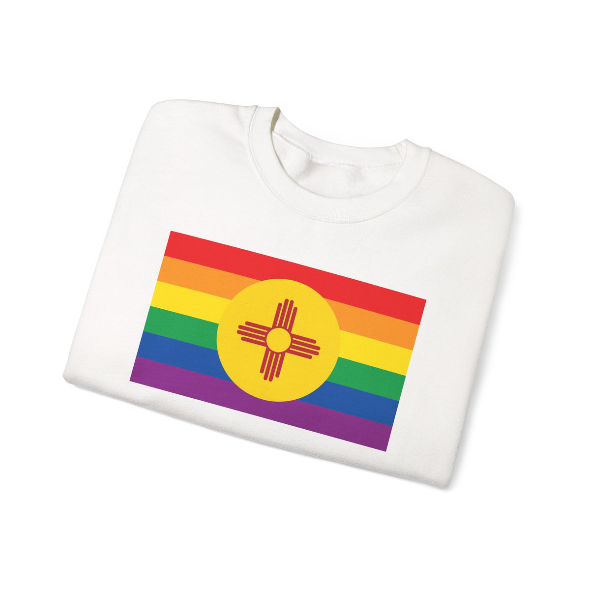 New Mexico Rainbow Pride Flag Unisex Crewneck Sweatshirt, White, Black or Light Pink