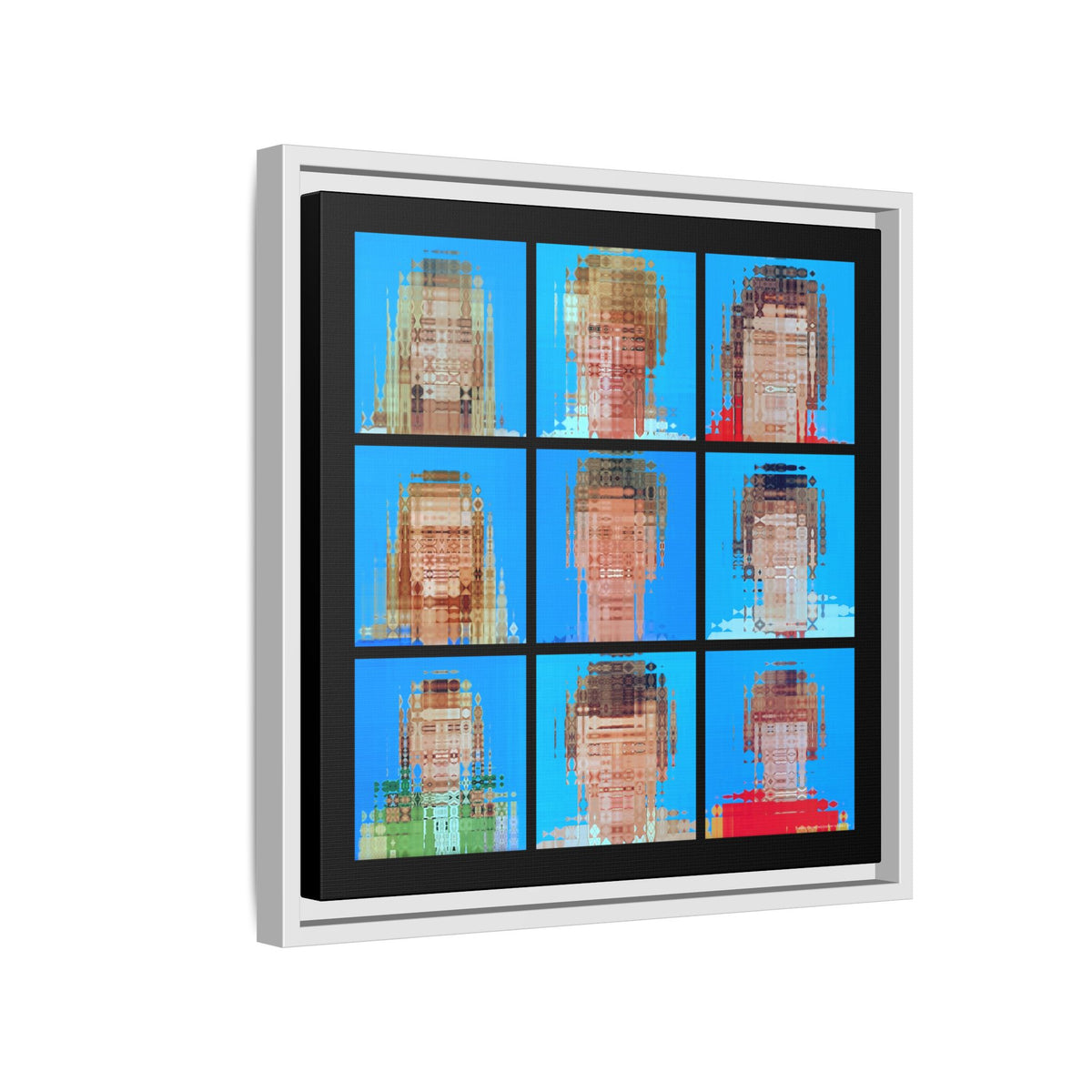 America's Iconic Mid-Century TV Family, Abstract Portrait Collage Art, Matte Canvas, Framed (Multi-color options)