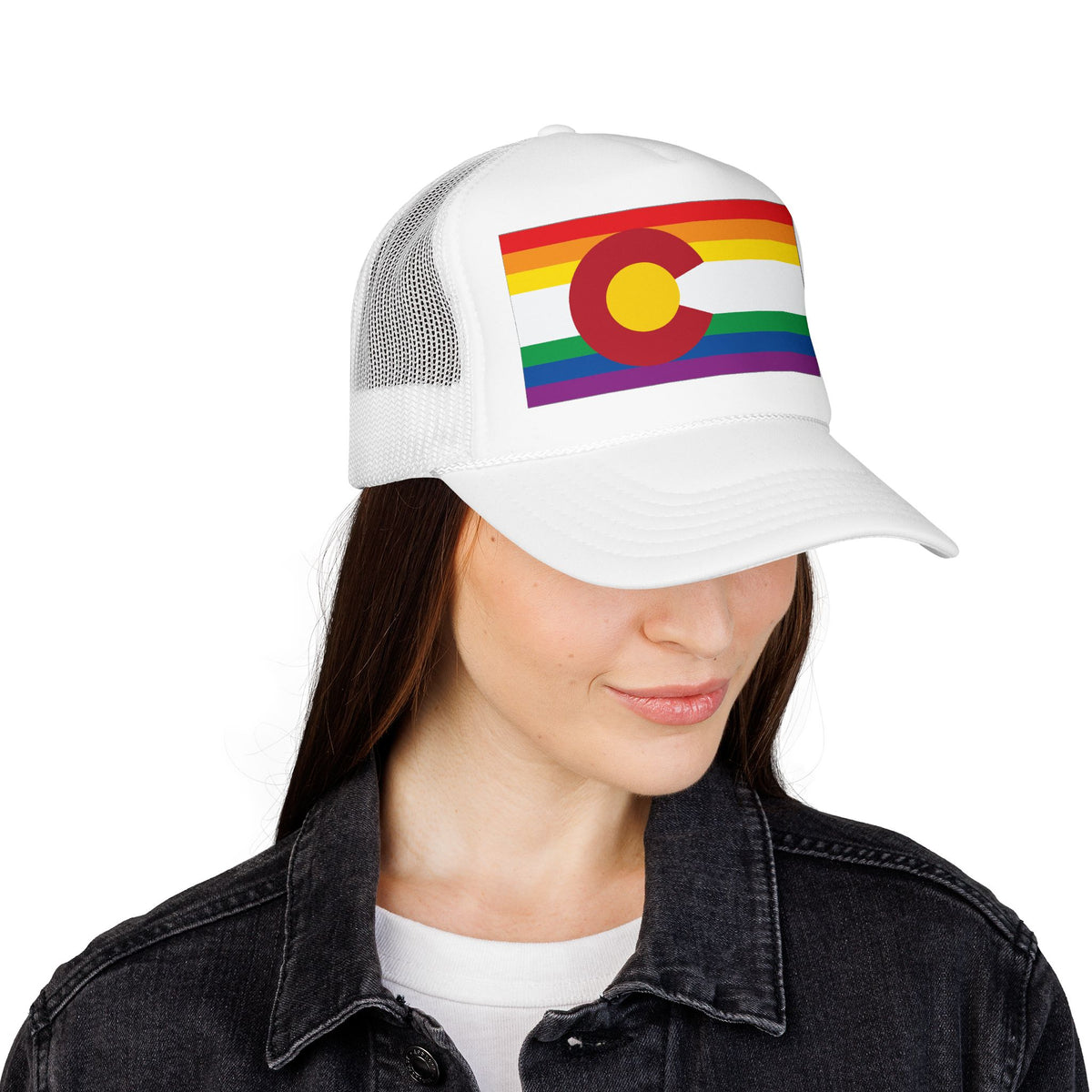 Colorado Rainbow Pride Flag "UNITED" Printed Foam Trucker Hat, Several Color Options