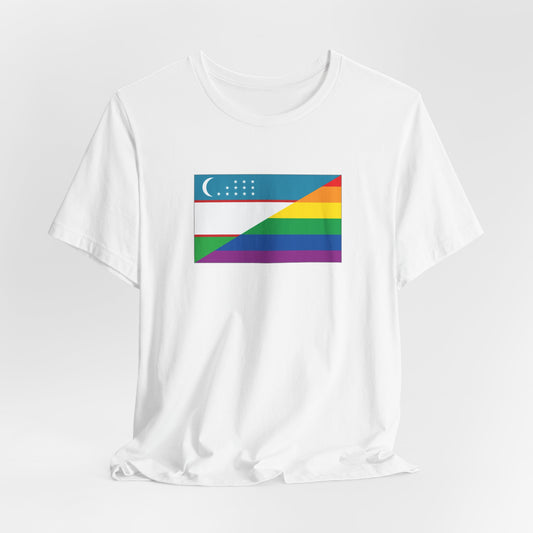 Uzbekistan Rainbow Pride Flag T-shirt, Several Color Options