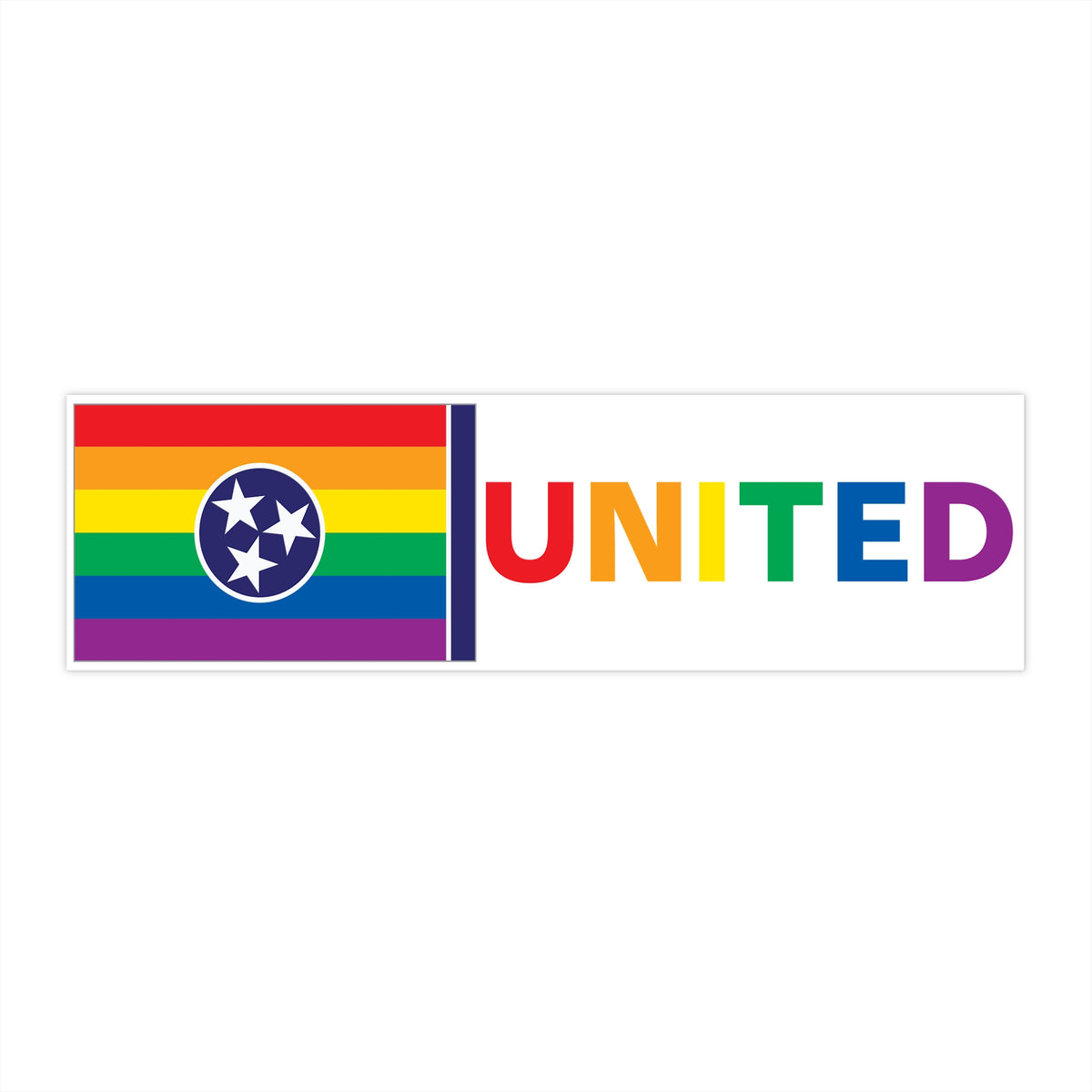 Tennessee Rainbow Pride Flag "UNITED" Bumper Sticker