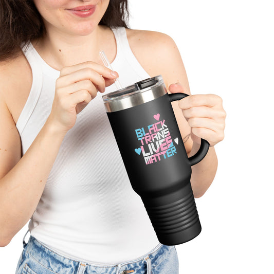 BLACK TRANS LIVES MATTER 40oz Tumbler, San Francisco Tenderloin Deco on Black or Gray