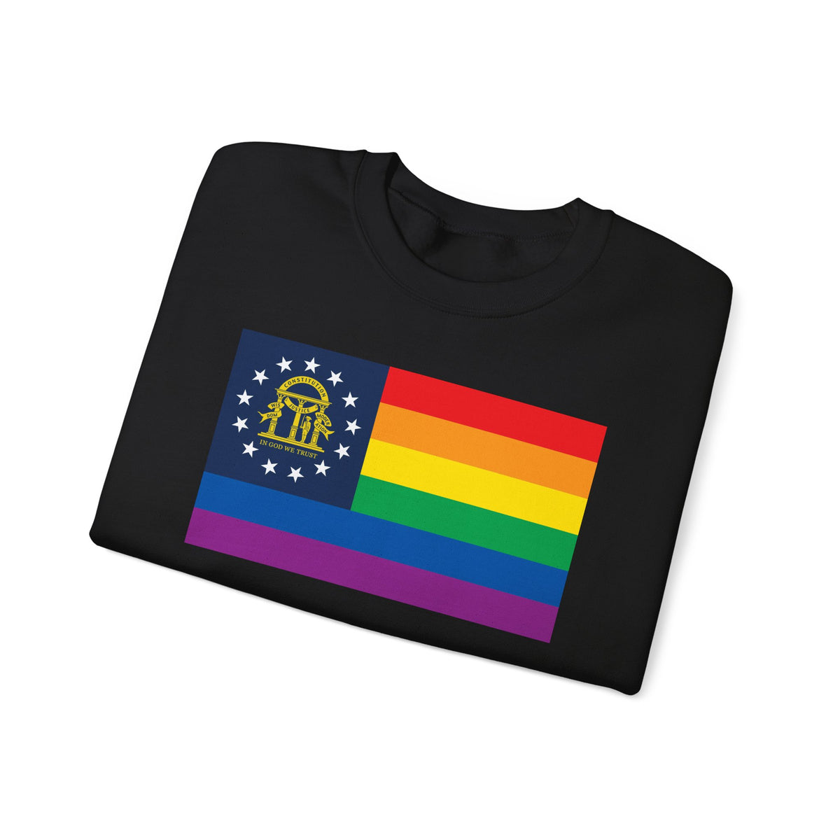 Georgia Rainbow Pride Flag Unisex Crewneck Sweatshirt, White, Black or Light Pink