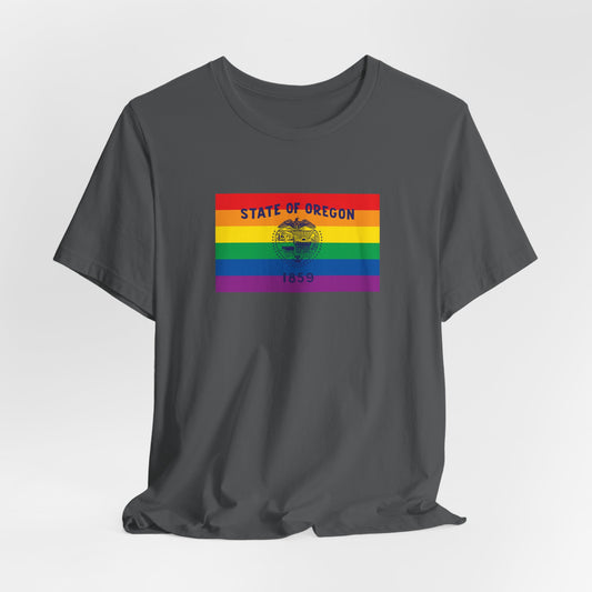 Oregon Rainbow Pride Flag T-shirt, Several Color Options