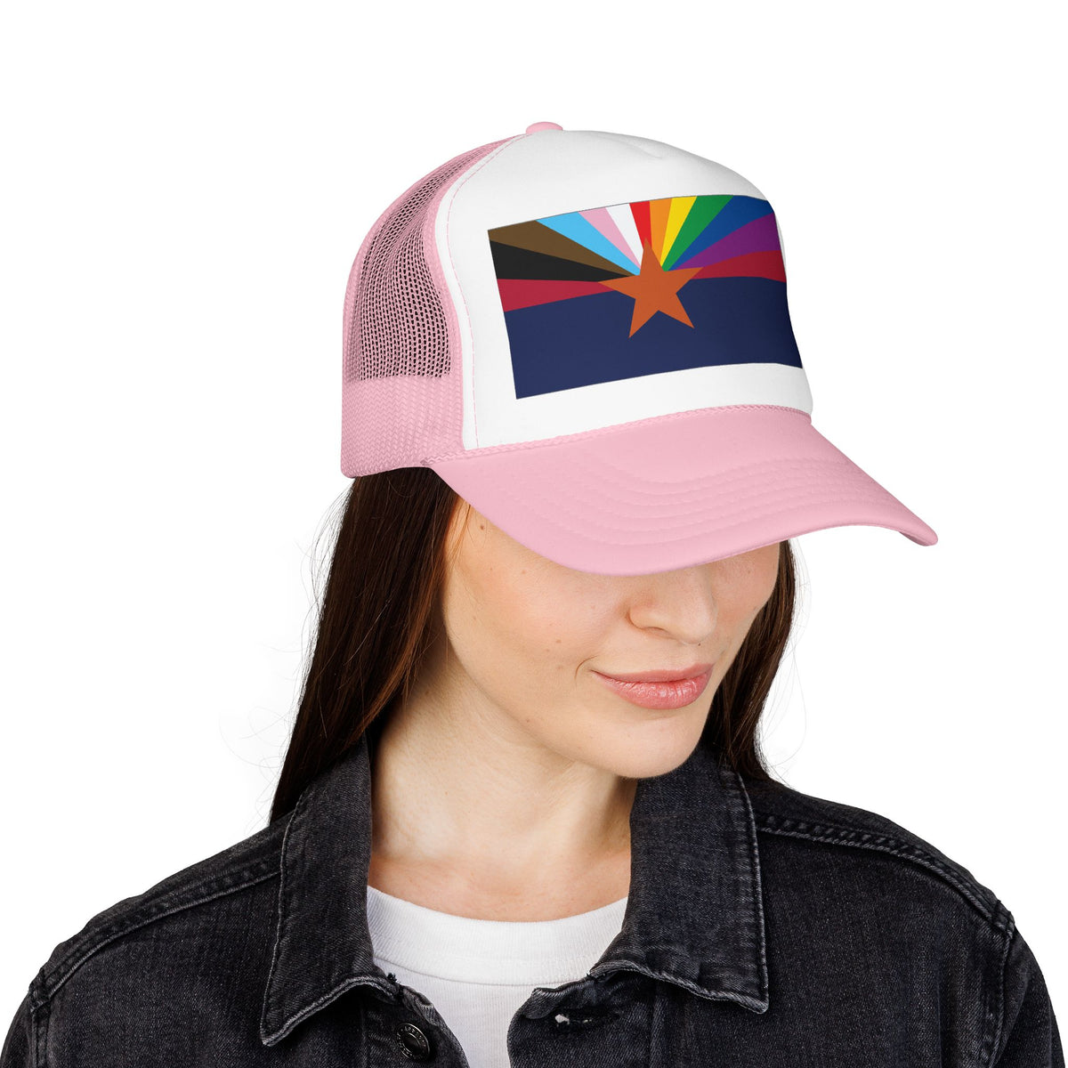 Arizona Rainbow Pride Flag "UNITED" Printed Foam Trucker Hat, Several Color Options