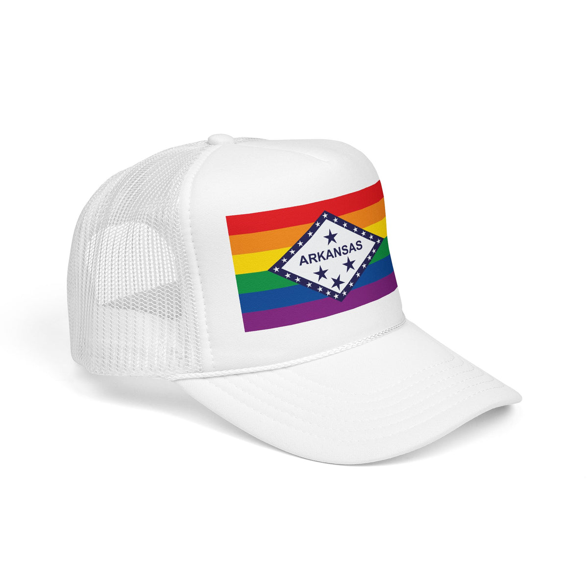 Arkansas Rainbow Pride Flag "UNITED" Printed Foam Trucker Hat, Several Color Options