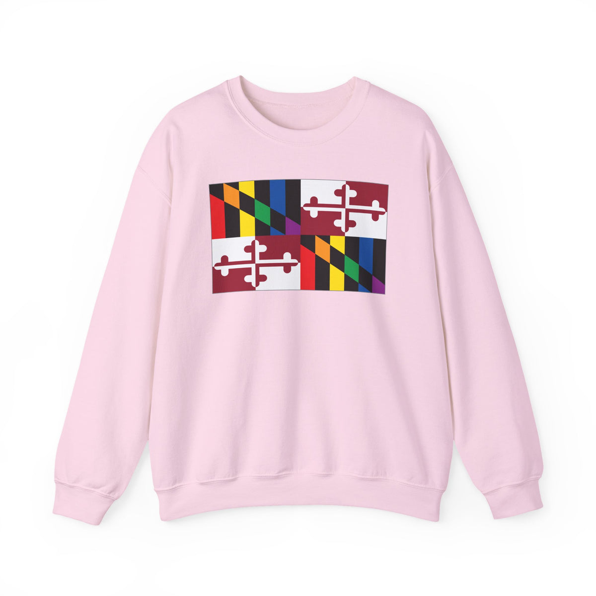 Maryland Rainbow Pride Flag Unisex Crewneck Sweatshirt, White, Black or Light Pink