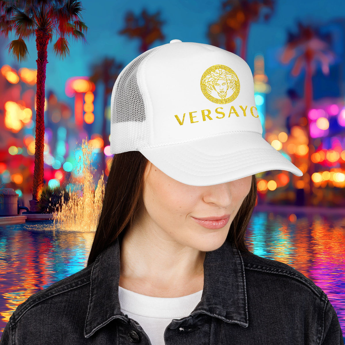 VERSAYCE Gold Logo Embroidered Trucker Hat