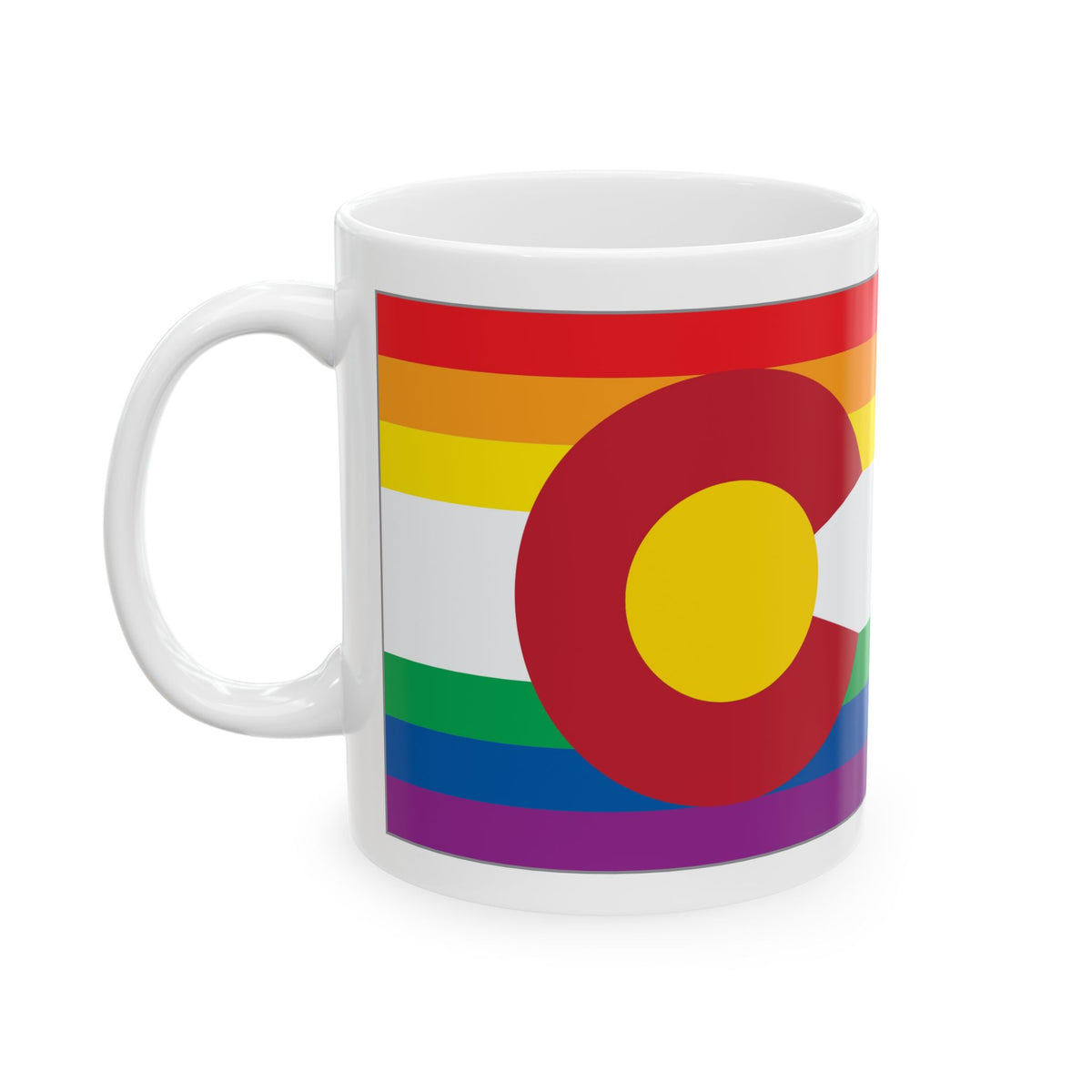 Colorado Rainbow Pride Flag "UNITED" Ceramic Mug