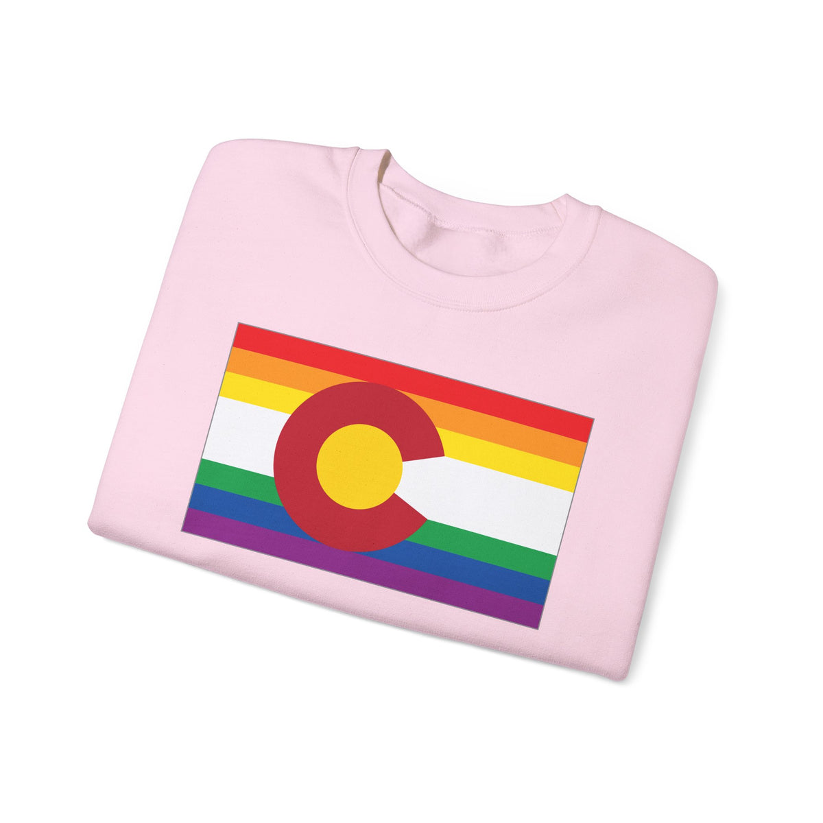 Colorado Rainbow Pride Flag Unisex Crewneck Sweatshirt, White, Black or Light Pink