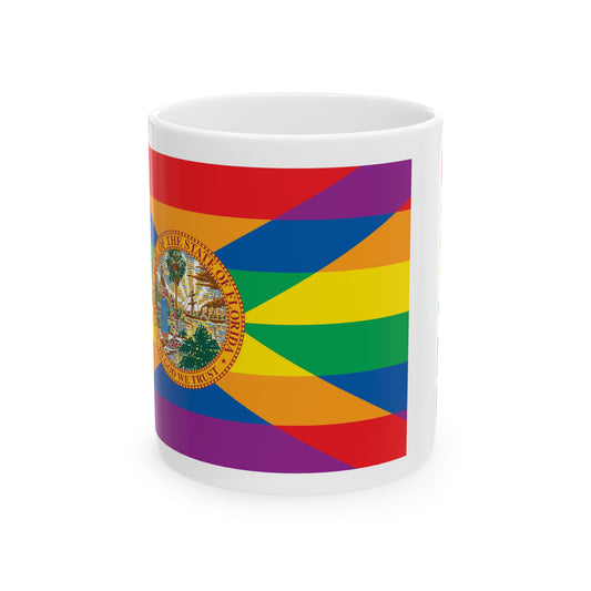 Florida Rainbow Pride Flag "UNITED" Ceramic Mug