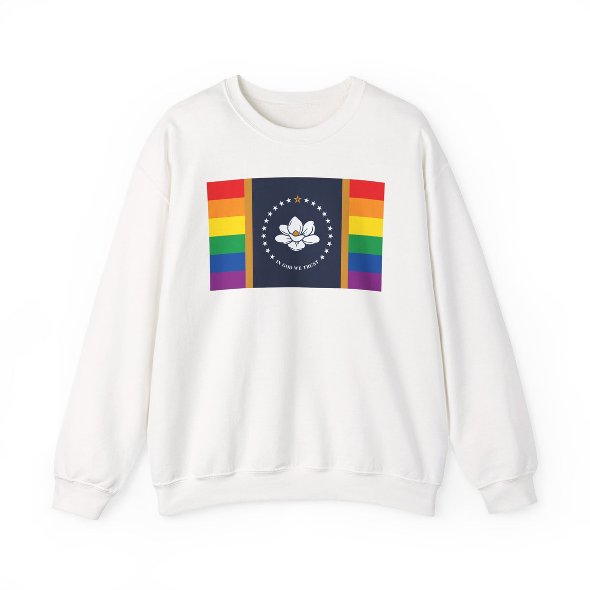 Mississippi Rainbow Pride Flag Unisex Crewneck Sweatshirt, White, Black or Light Pink