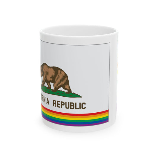 California Rainbow Pride Flag "UNITED" Ceramic Mug