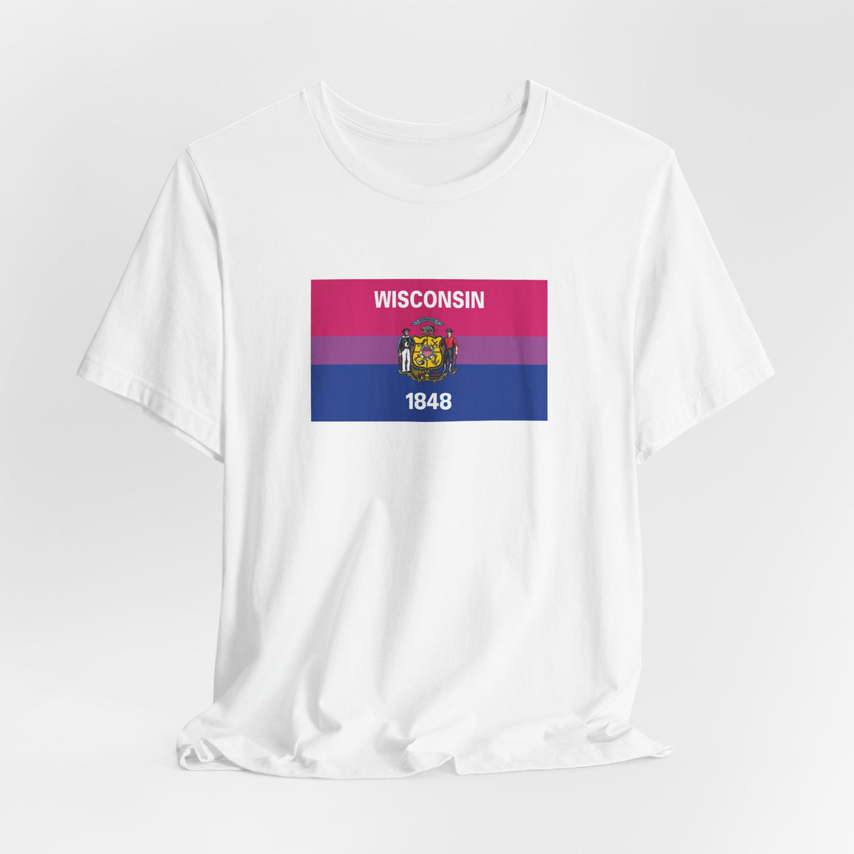 Wisconsin Bisexual Pride Flag T-shirt, Several Color Options