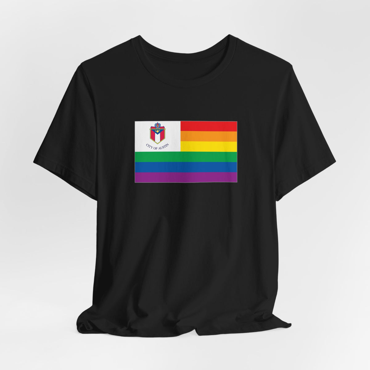 Austin, Texas Rainbow Pride Flag T-shirt, Several Color Options
