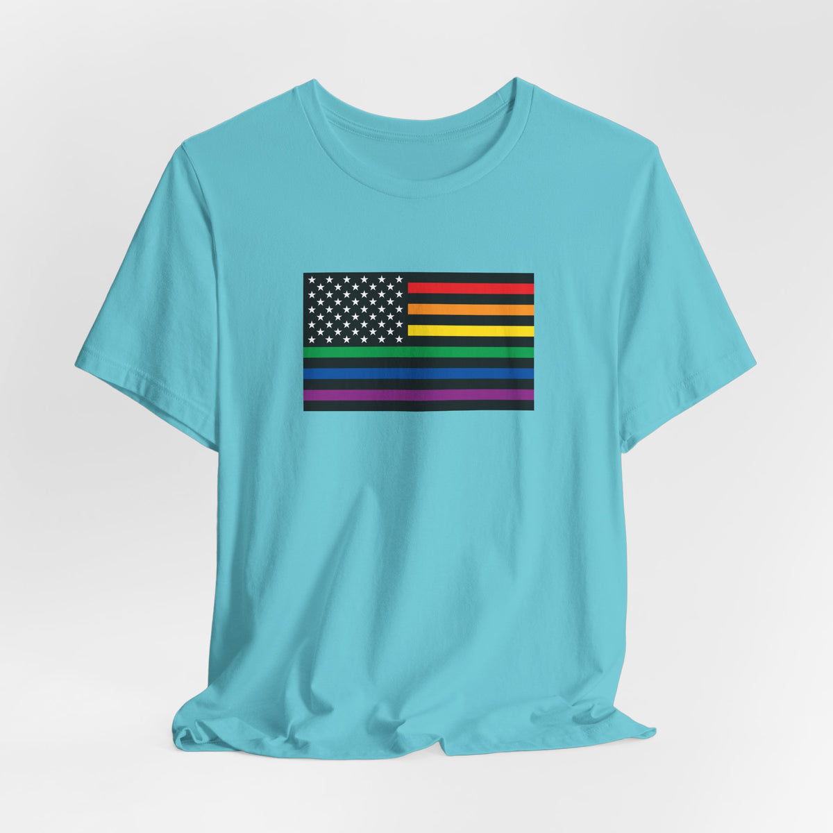USA Old Glory Stars n Stripes Rainbow and Black Pride Flag T-shirt, Several Color Options