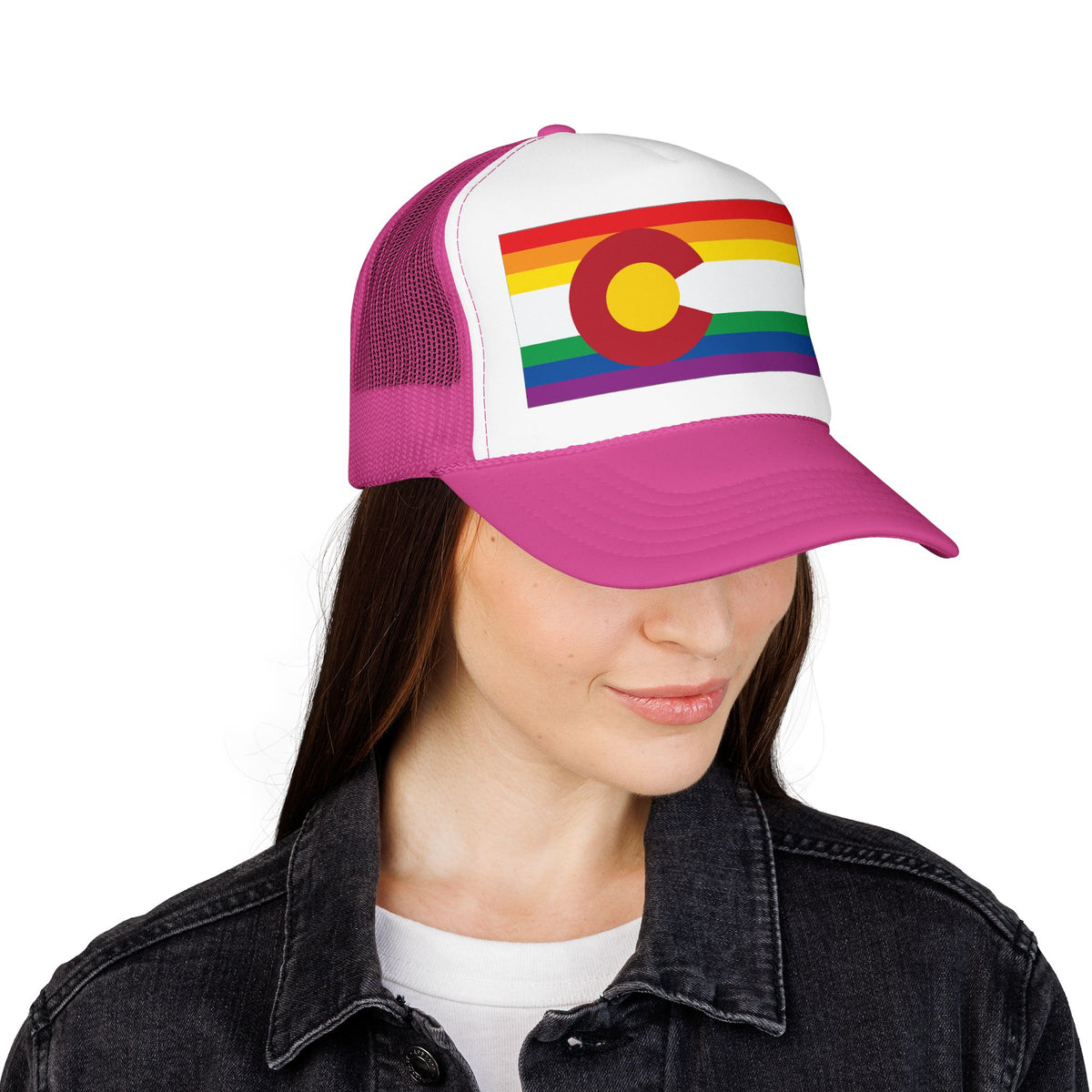 Colorado Rainbow Pride Flag "UNITED" Printed Foam Trucker Hat, Several Color Options