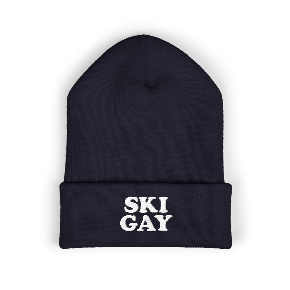 SKI GAY Knit Beanie - white deco