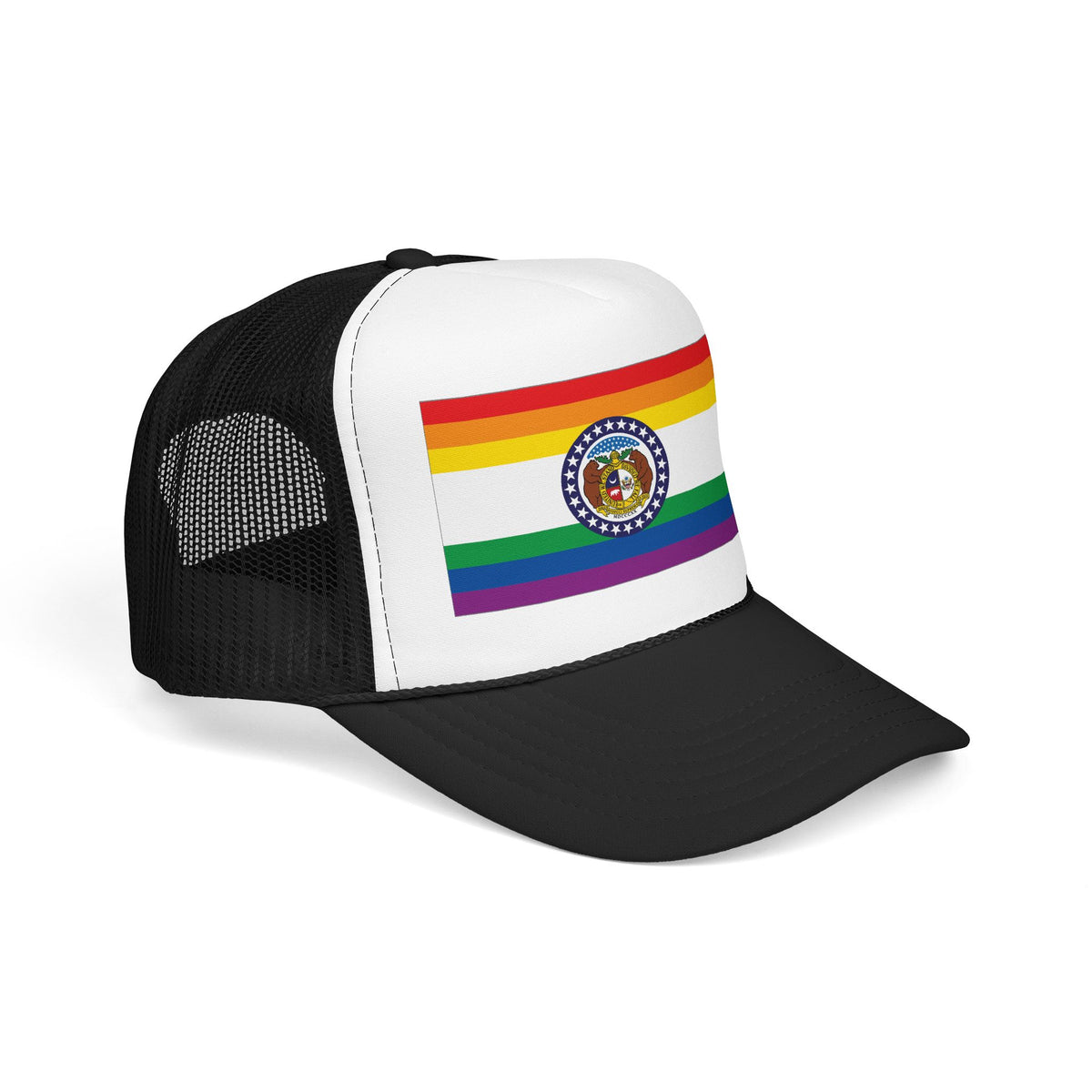 Missouri Rainbow Pride Flag "UNITED" Printed Foam Trucker Hat, Several Color Options