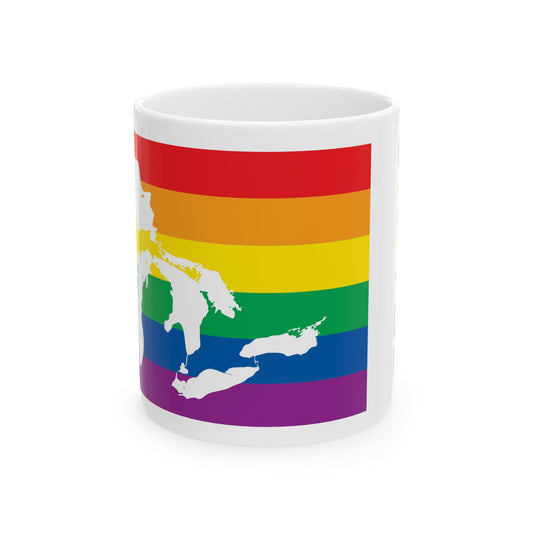 Great Lakes Region Rainbow Pride Flag "UNITED" Ceramic Mug