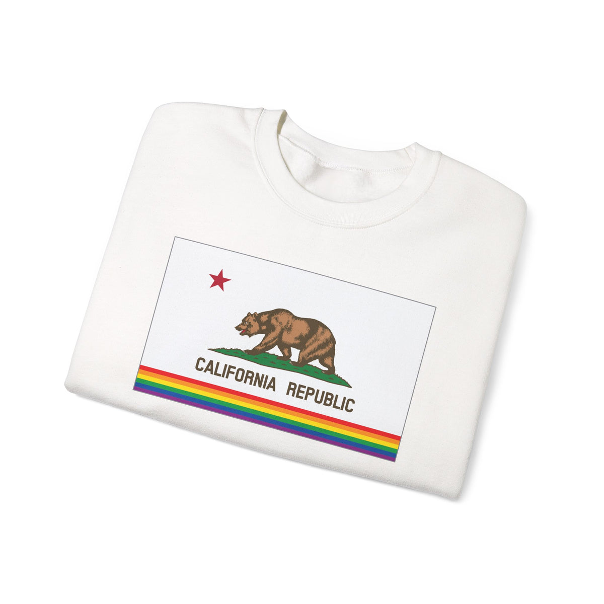 California Rainbow Pride Flag Unisex Crewneck Sweatshirt, White, Black or Light Pink